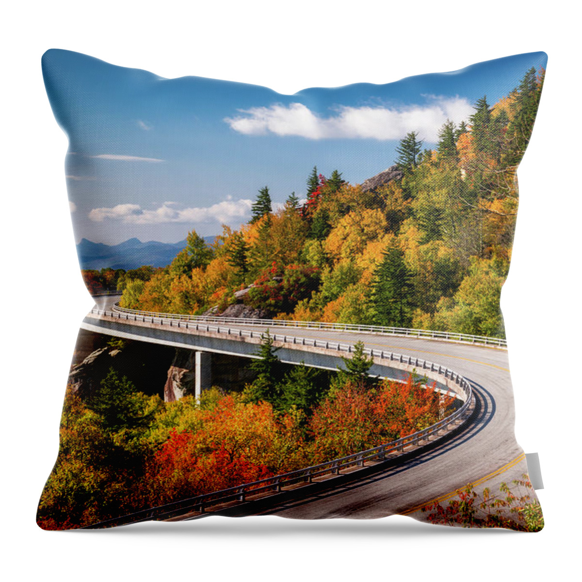 Linn Cove Viaduct Throw Pillow featuring the photograph Blue Ridge Parkway Linn Cove Viaduct - North Carolina by Dave Allen