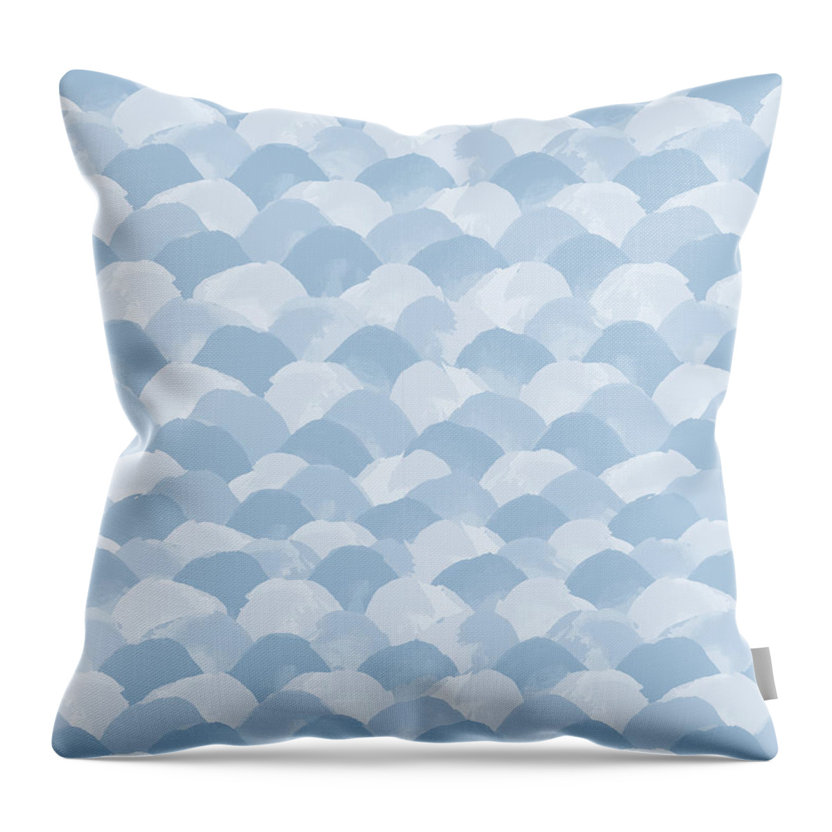 Watercolor Throw Pillow featuring the painting Blue Scallop Pattern by Kristye Dudley
