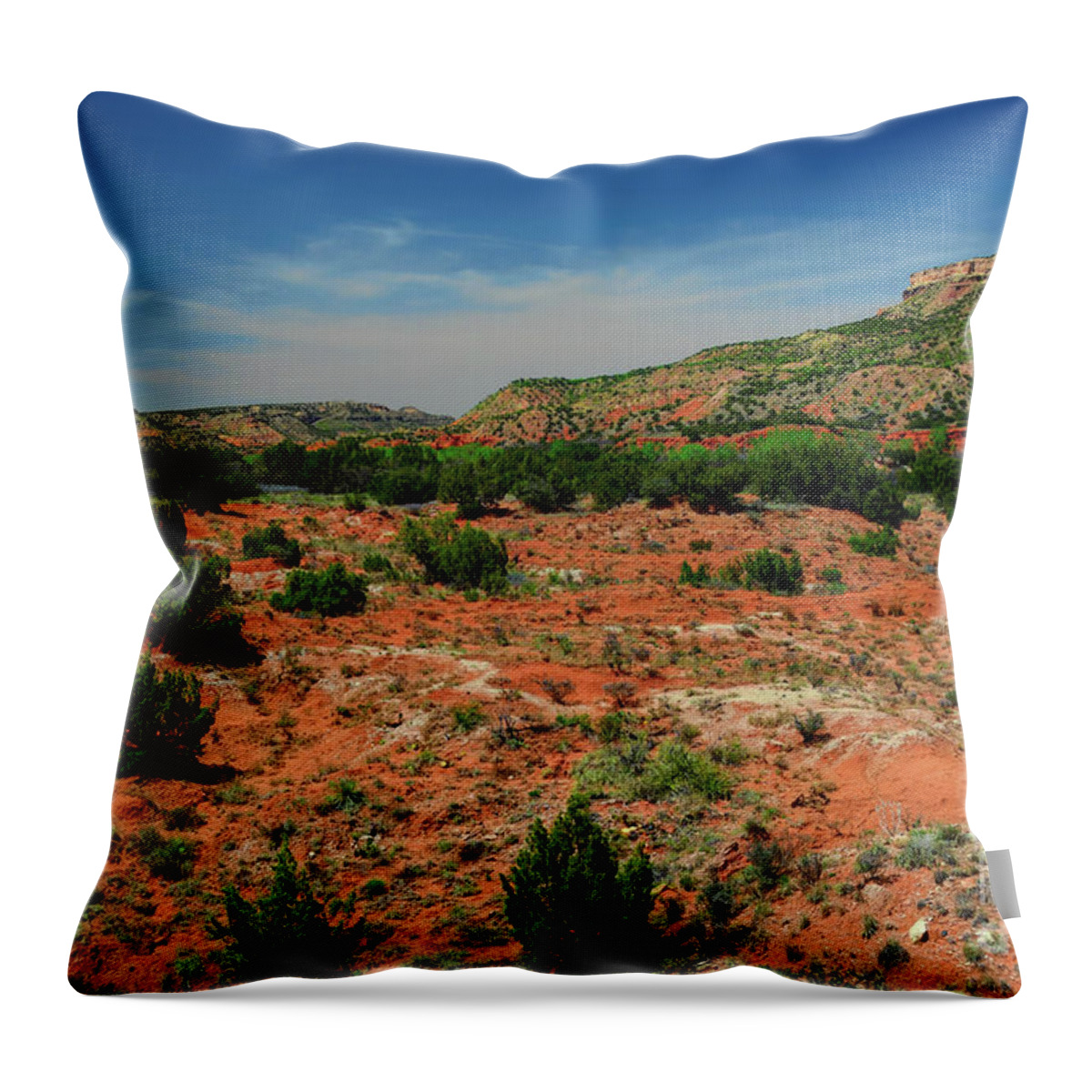 Palo Duro Canyon Throw Pillow featuring the photograph Blue Sky and Red Dirt by Diana Mary Sharpton