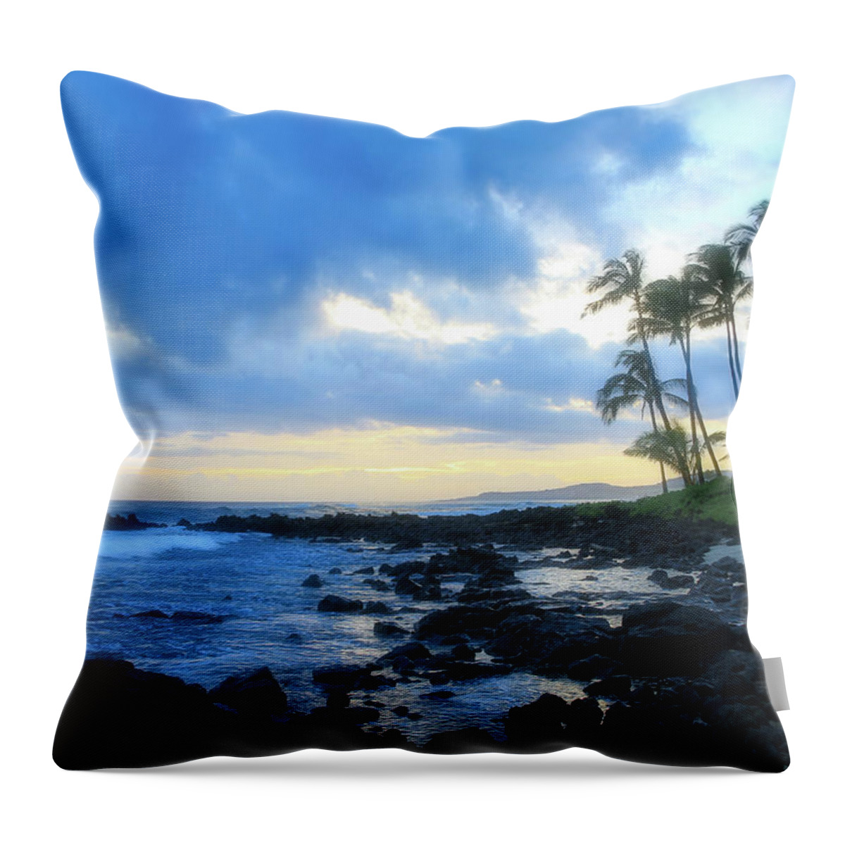 Hawaii Throw Pillow featuring the photograph Blue Sunset on Kauai by Robert Carter
