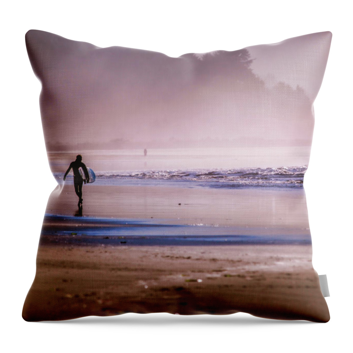 Beach Throw Pillow featuring the photograph Blue Surf by Sally Bauer