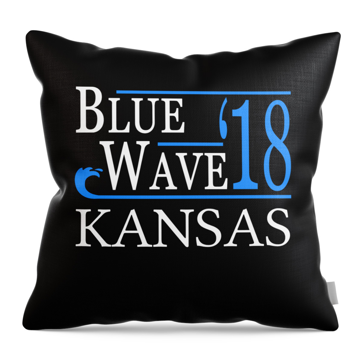 Election Throw Pillow featuring the digital art Blue Wave KANSAS Vote Democrat by Flippin Sweet Gear