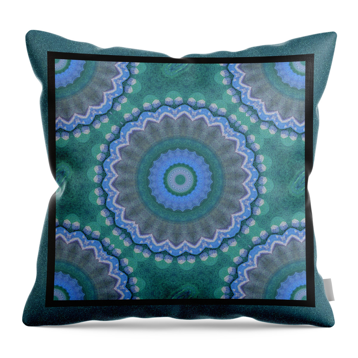 Blue Wave Mandala Throw Pillow featuring the mixed media Blue Wave Mandala by Kandy Hurley