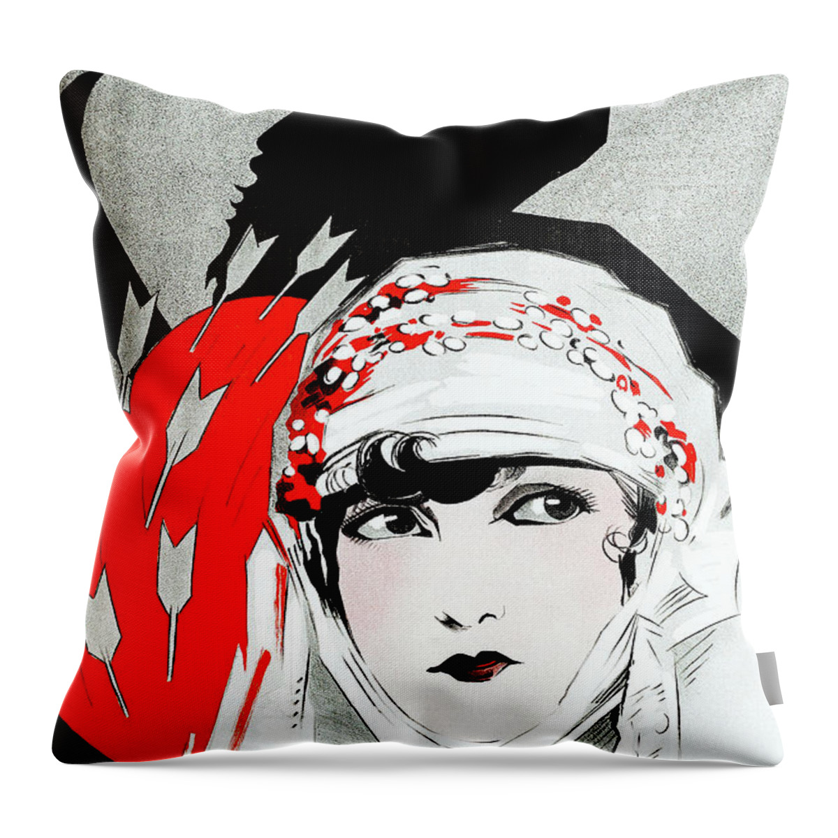 Bluebeard's Throw Pillow featuring the painting ''Bluebeard's Eighth Wife'', 1923, base painting by Eric Rohman by Movie World Posters