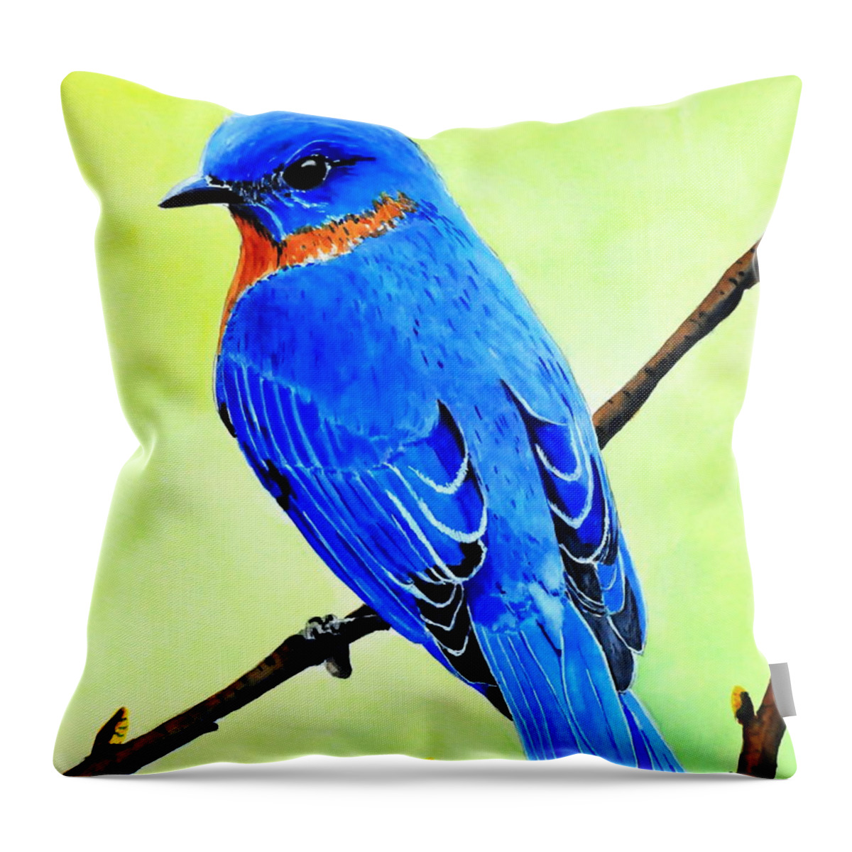 Bird Throw Pillow featuring the painting Bluebird Kingr by John W Walker