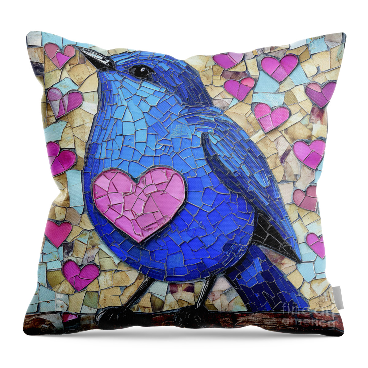 Bluebird Throw Pillow featuring the painting Bluebird Love by Tina LeCour