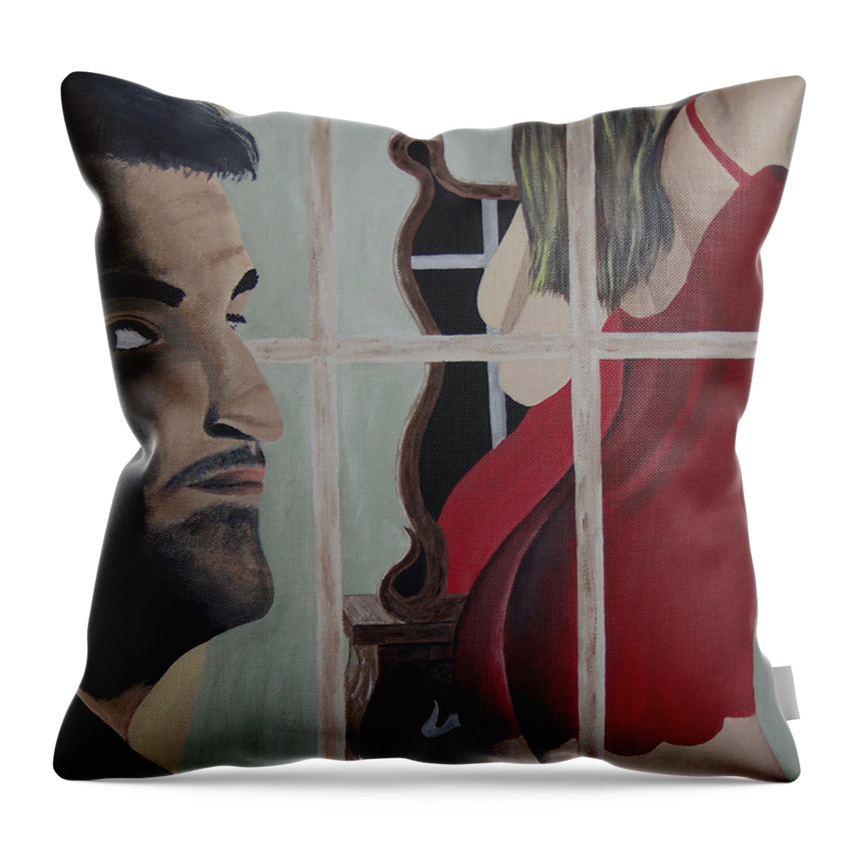 Eye Catching Throw Pillow featuring the painting Blutos fantasy by Dean Stephens