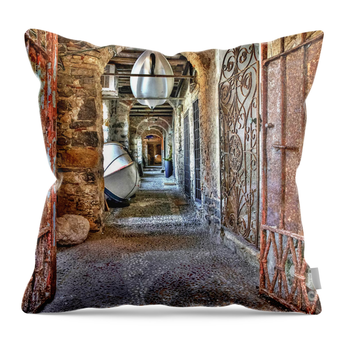 Harbor Throw Pillow featuring the photograph Boat Shelter - Tellaro - Italy by Paolo Signorini