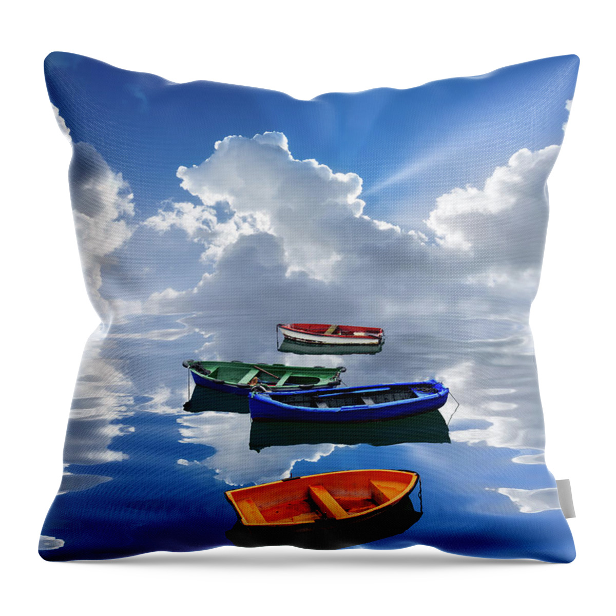 Boat Throw Pillow featuring the photograph Boats and reflections by Mikel Martinez de Osaba