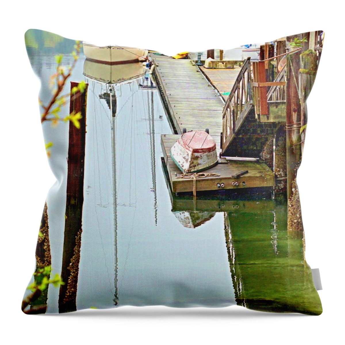 Seascape Throw Pillow featuring the photograph Boats at Rest by Bill TALICH
