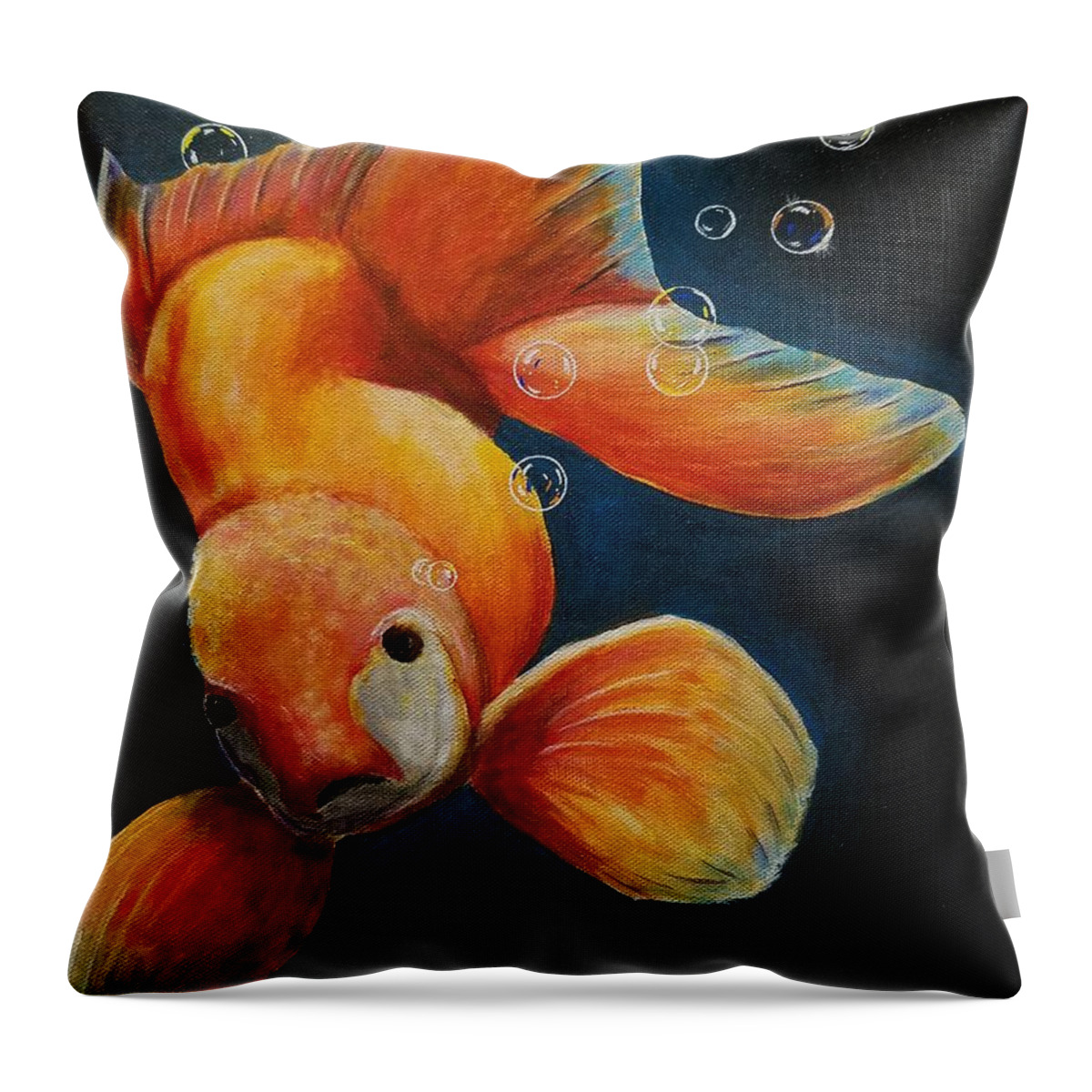 Goldfish Throw Pillow featuring the painting Bob by Jimmy Chuck Smith