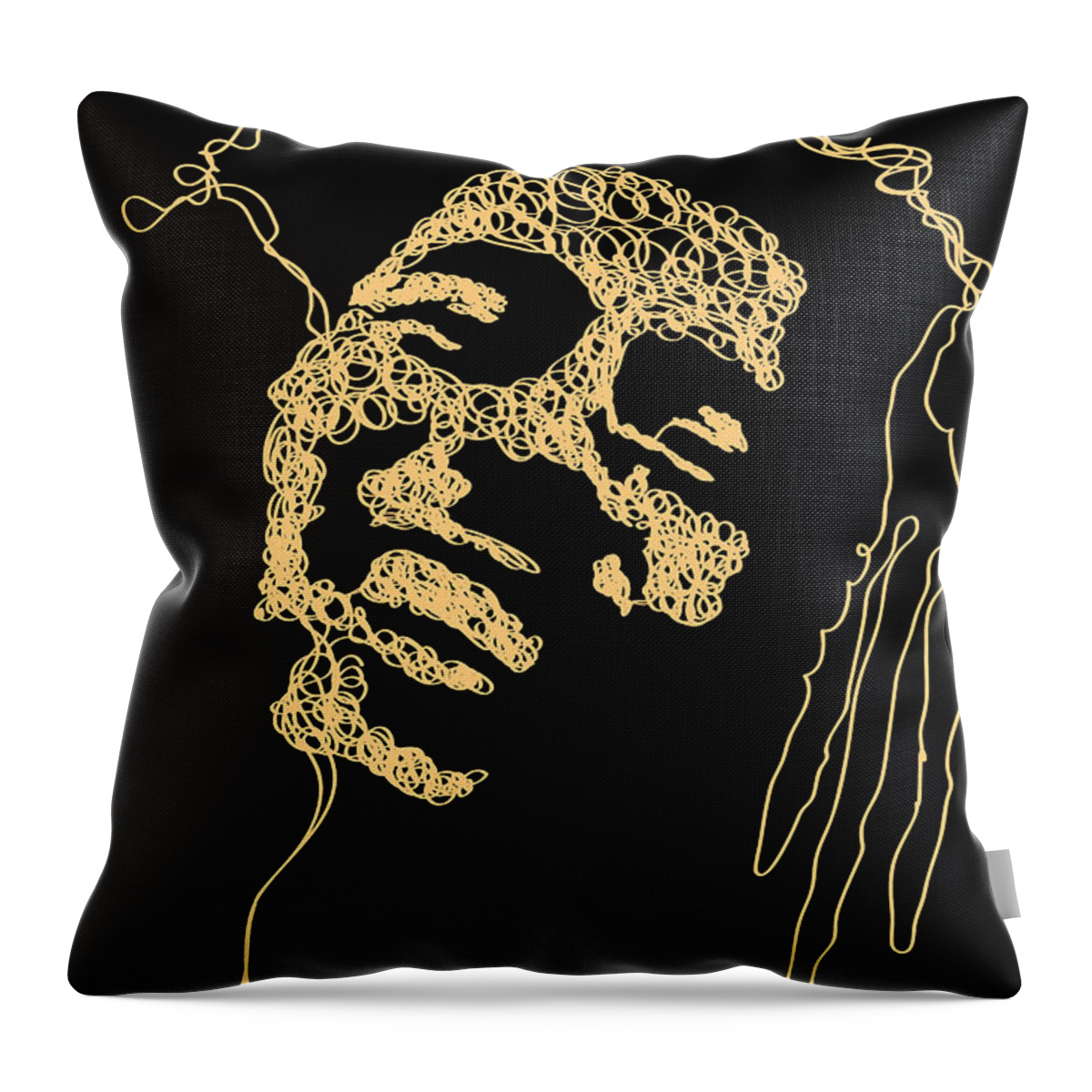 Art Throw Pillow featuring the painting Bob - one line drawing portrait by Vart. by Vart