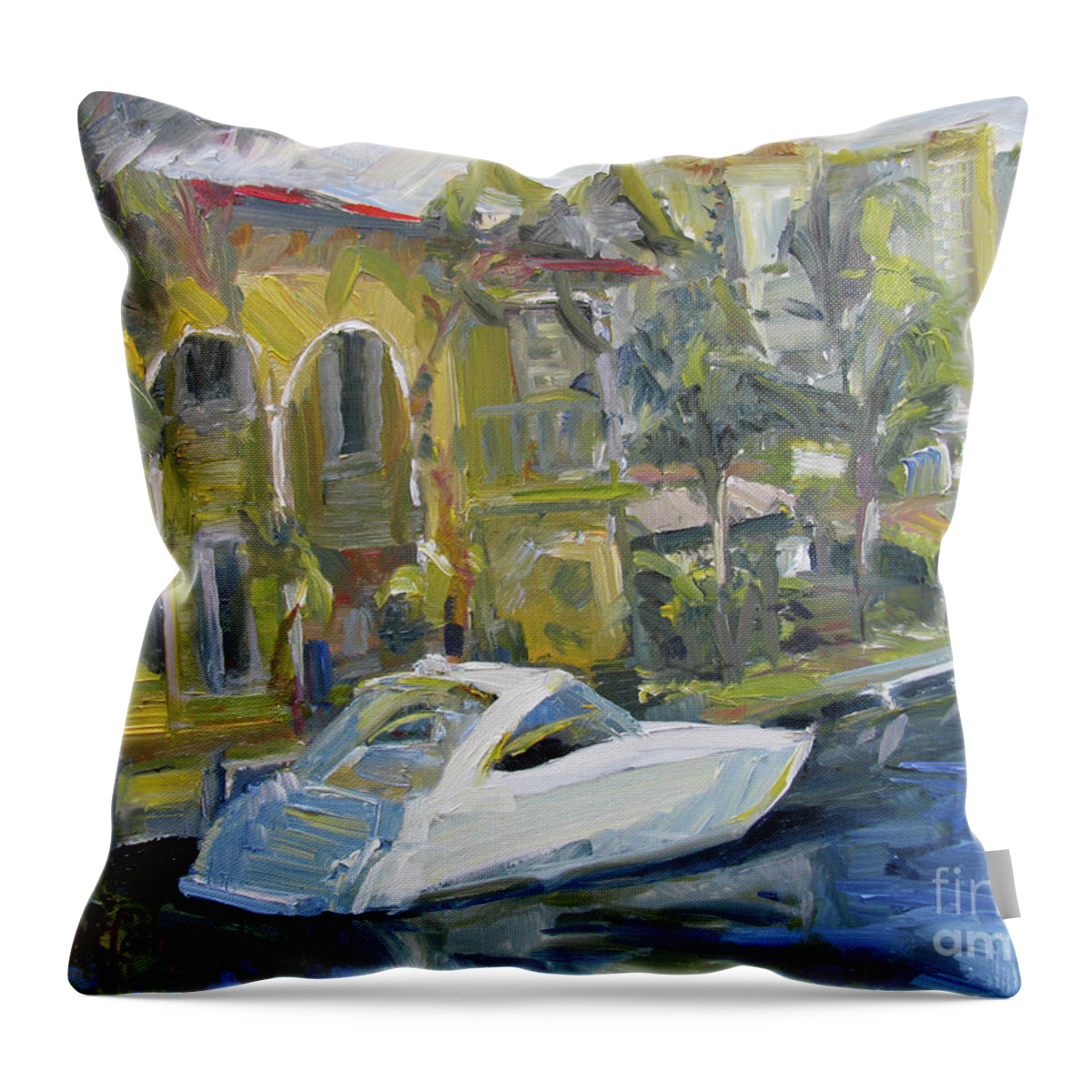 Boat Throw Pillow featuring the painting Boca by John McCormick