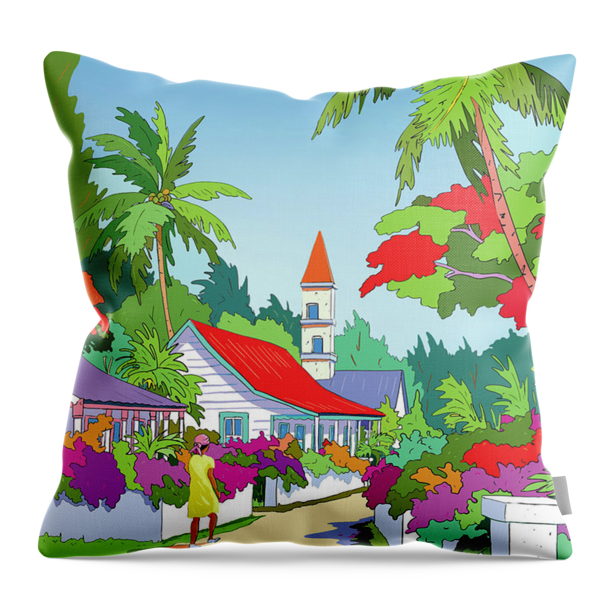 Illustration Throw Pillow featuring the digital art Bodden Town by John Clark