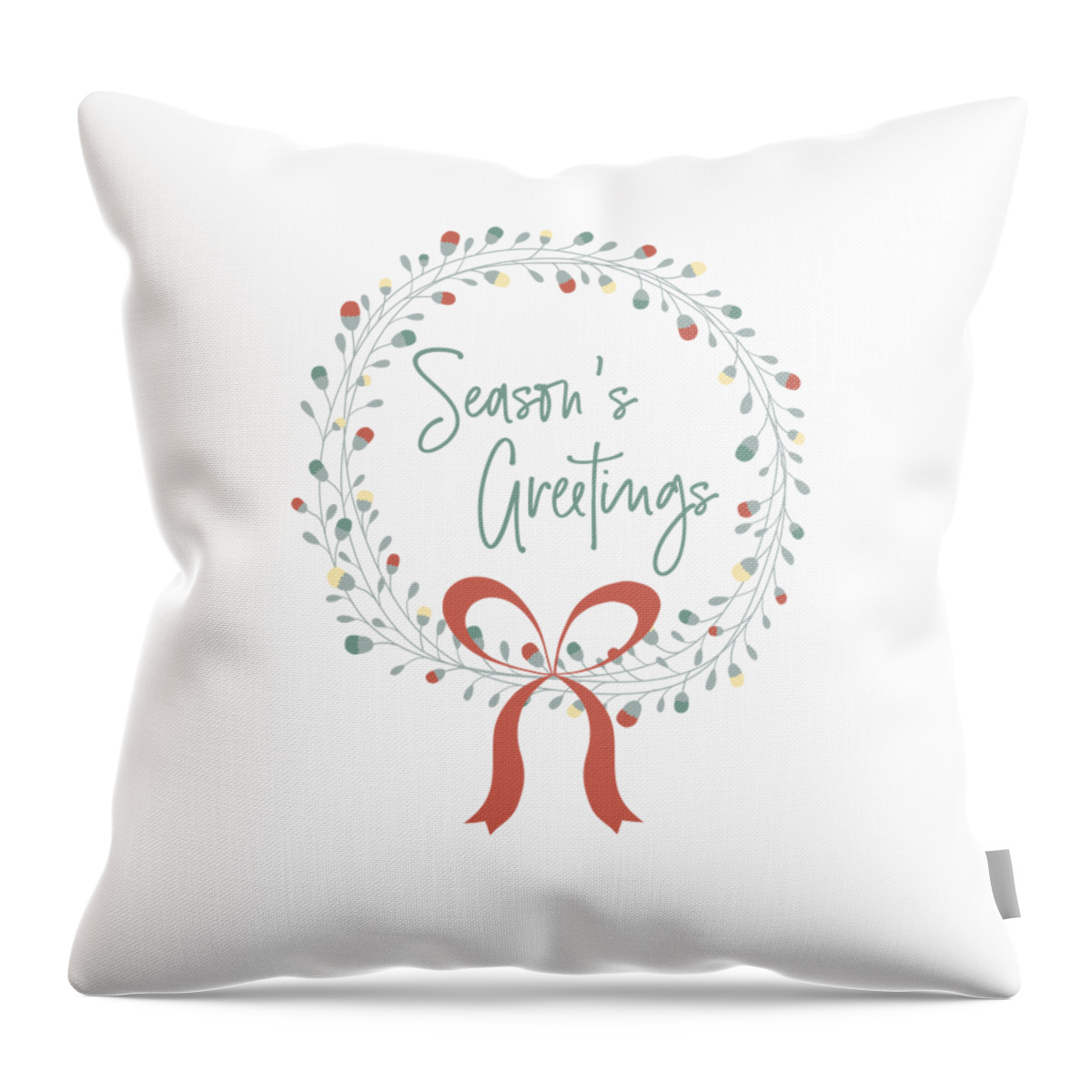 Minimal Throw Pillow featuring the digital art Boho Season's Greetings Wreath by Ink Well