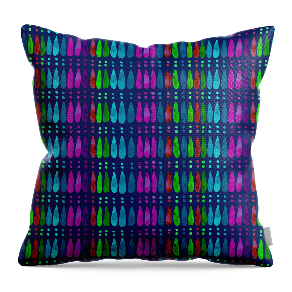 Boho Throw Pillow featuring the painting Boho Stripes - Jewel Tones by Marcy Brennan