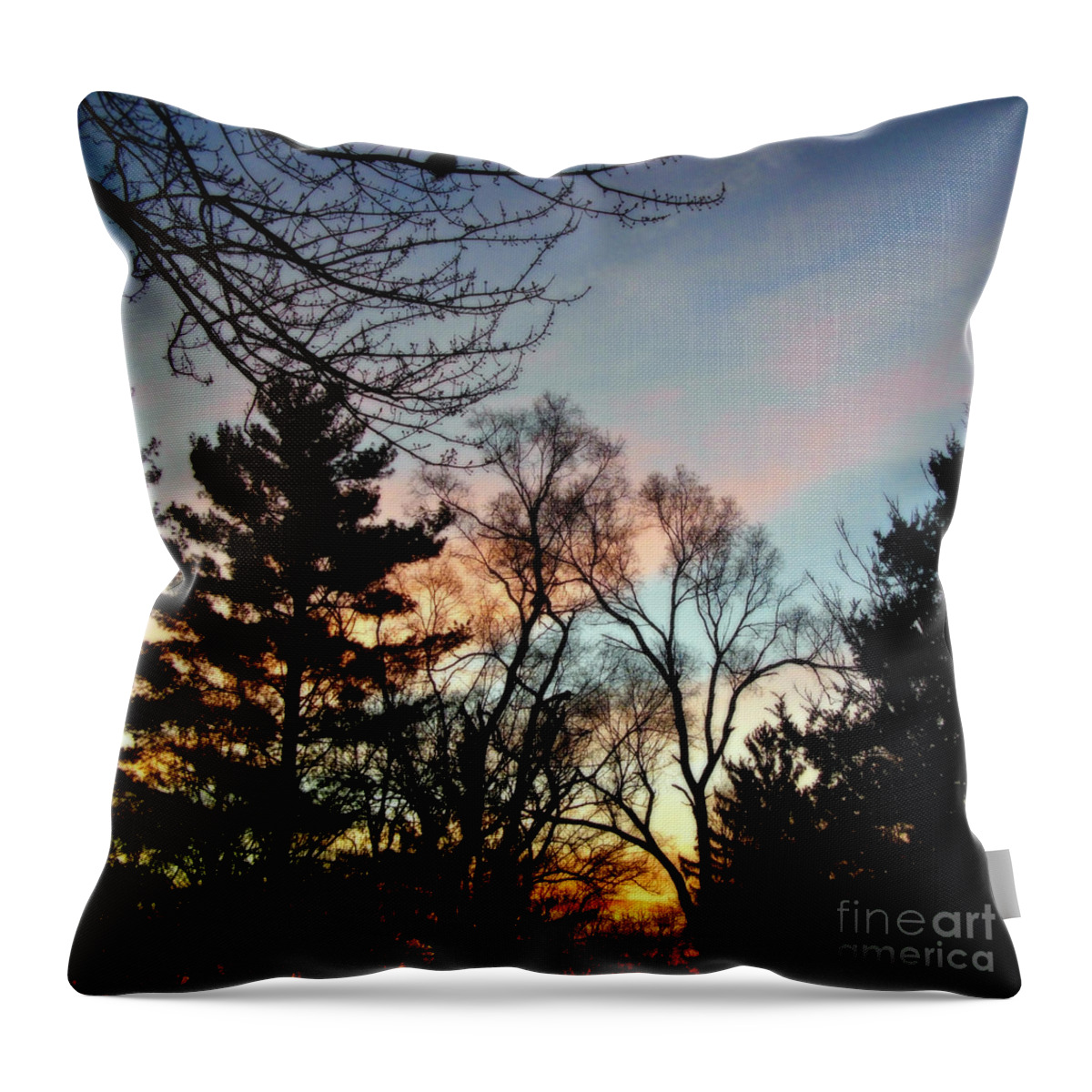 Landscape Photography Throw Pillow featuring the photograph Bold Sunrise Pastel Sky - Square by Frank J Casella