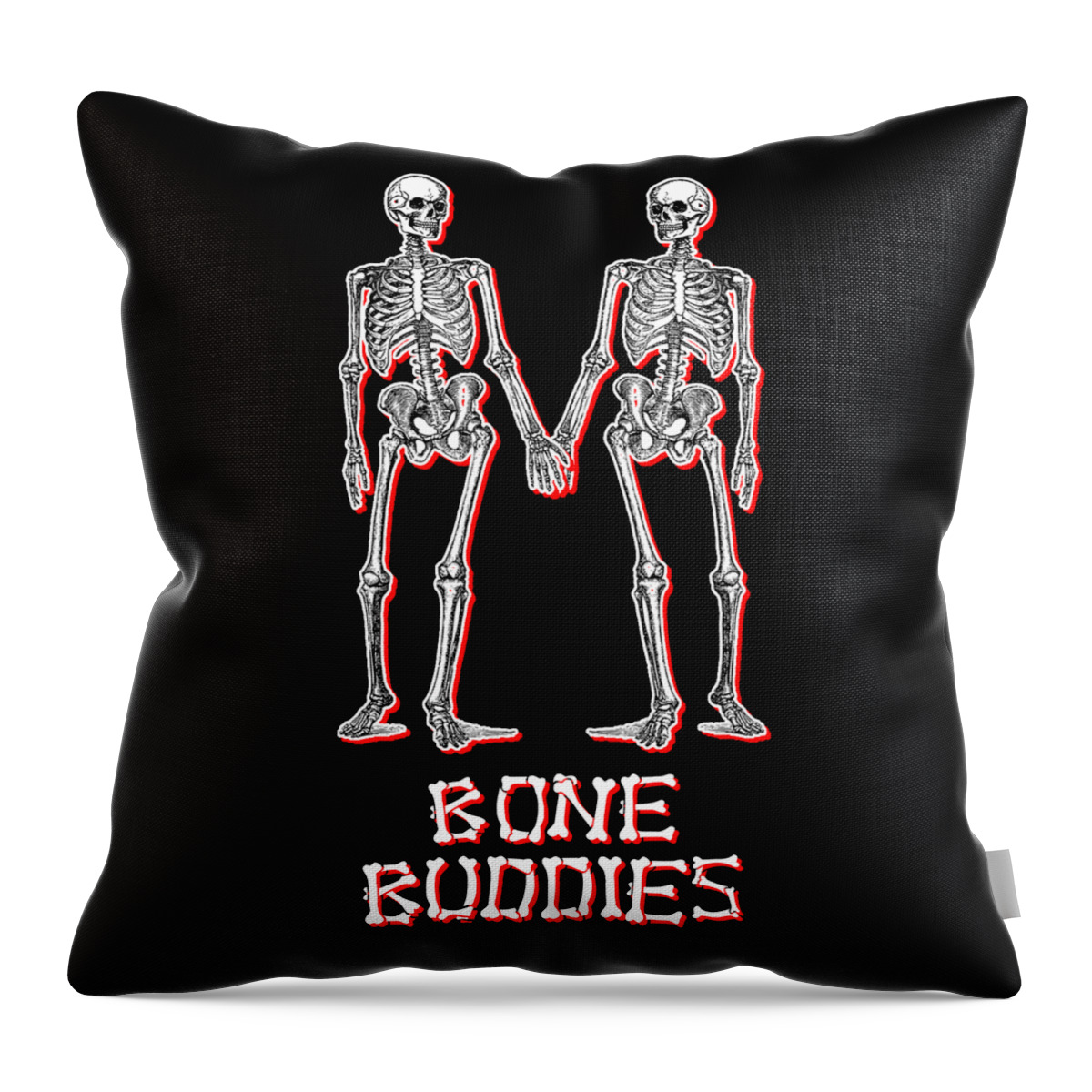 Halloween Throw Pillow featuring the digital art Bone Buddies Funny Skeleton by Flippin Sweet Gear