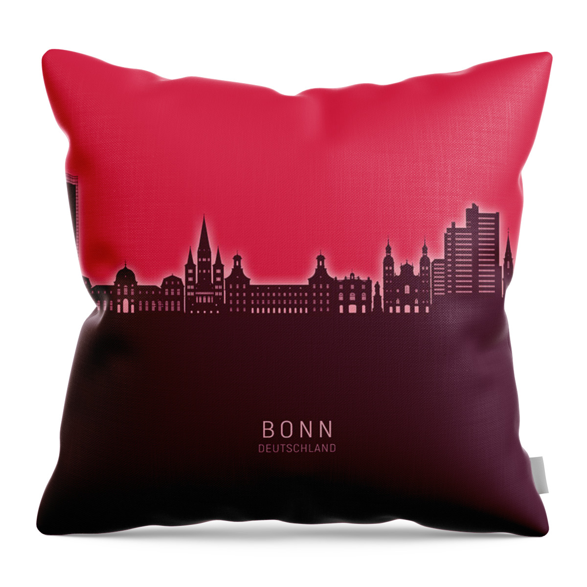 Bonn Throw Pillow featuring the digital art Bonn Germany Skyline #47 by Michael Tompsett