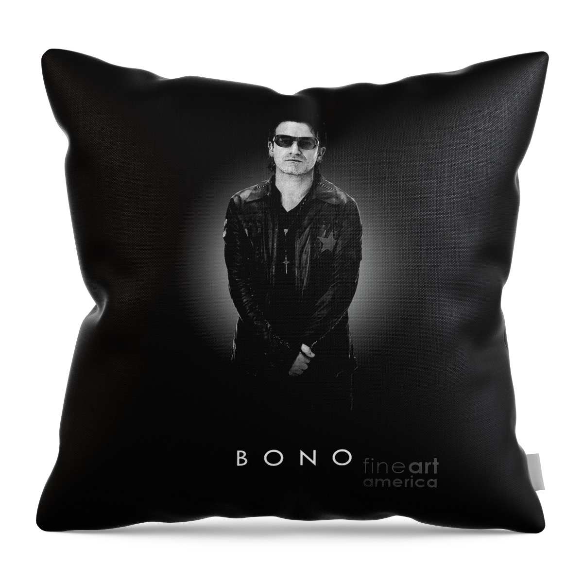 Rock And Roll Throw Pillow featuring the digital art Bono by Bo Kev
