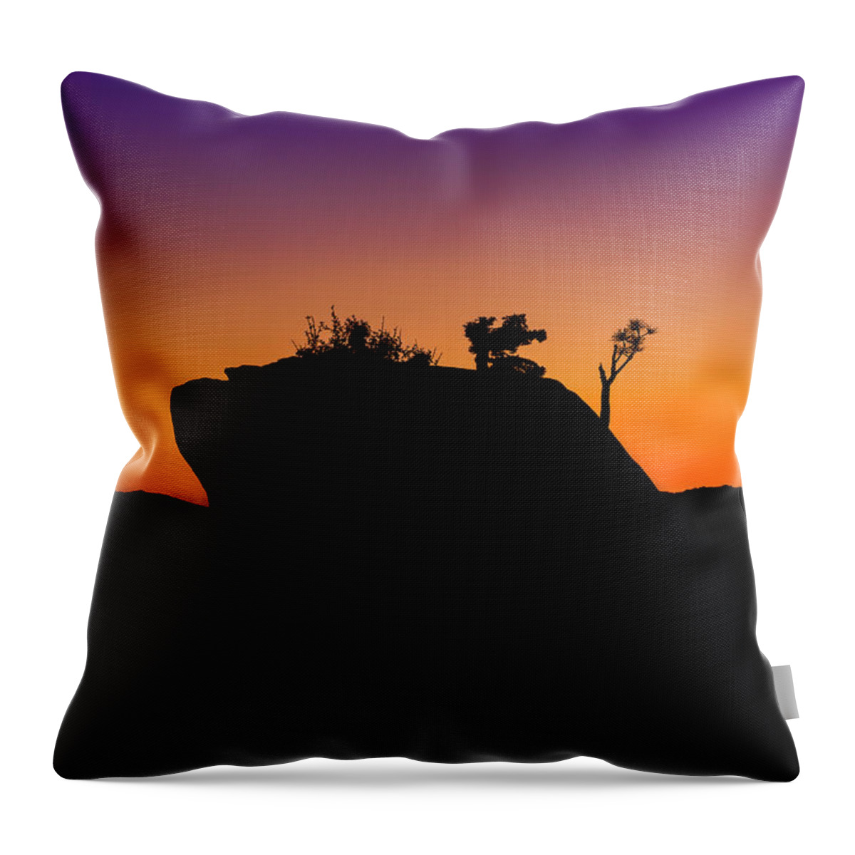 Sunset Throw Pillow featuring the photograph Bonsai Rock Silhouette by Gary Geddes