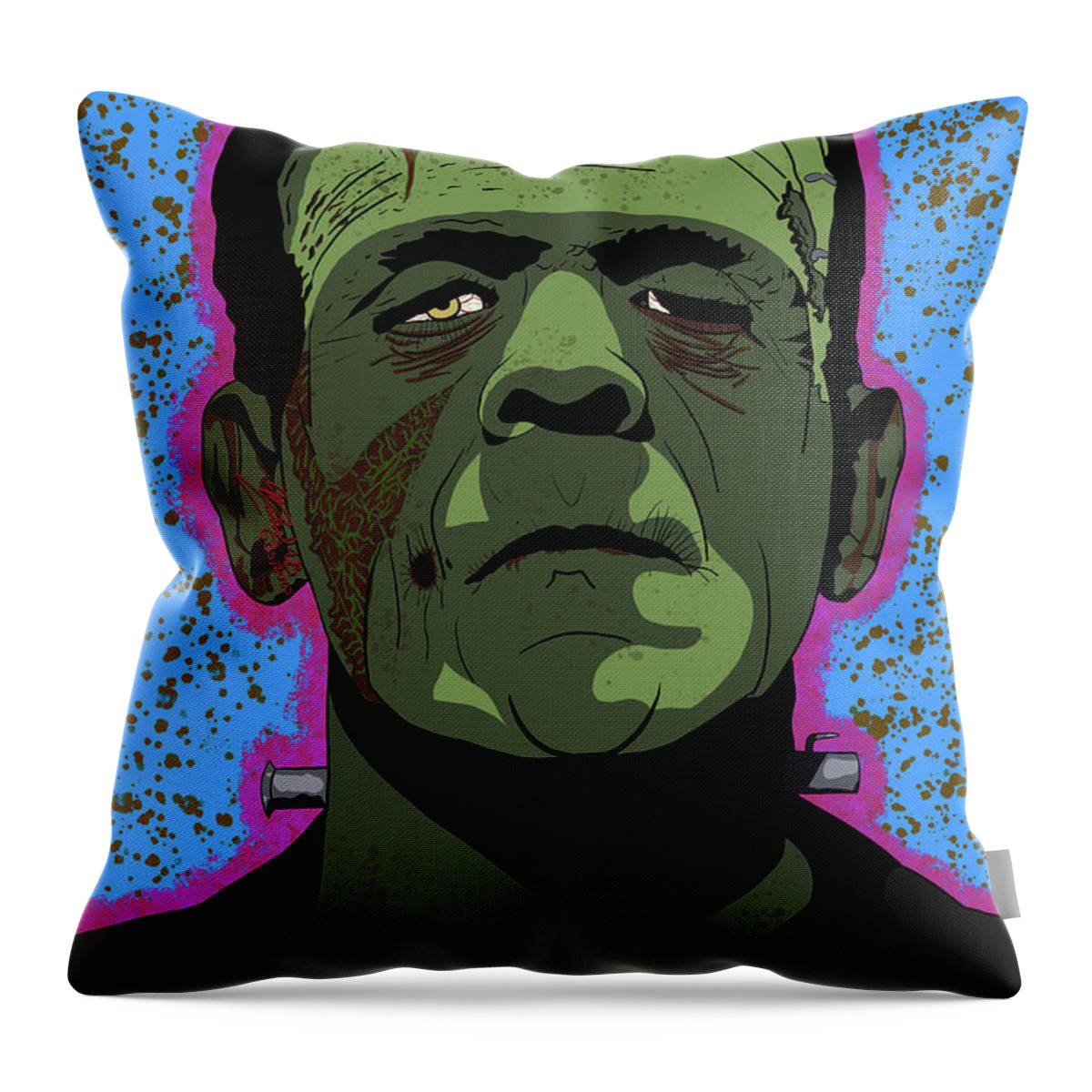Boris Karloff Throw Pillow featuring the digital art Boris Karloff Frankenstein's monster by Marisol VB