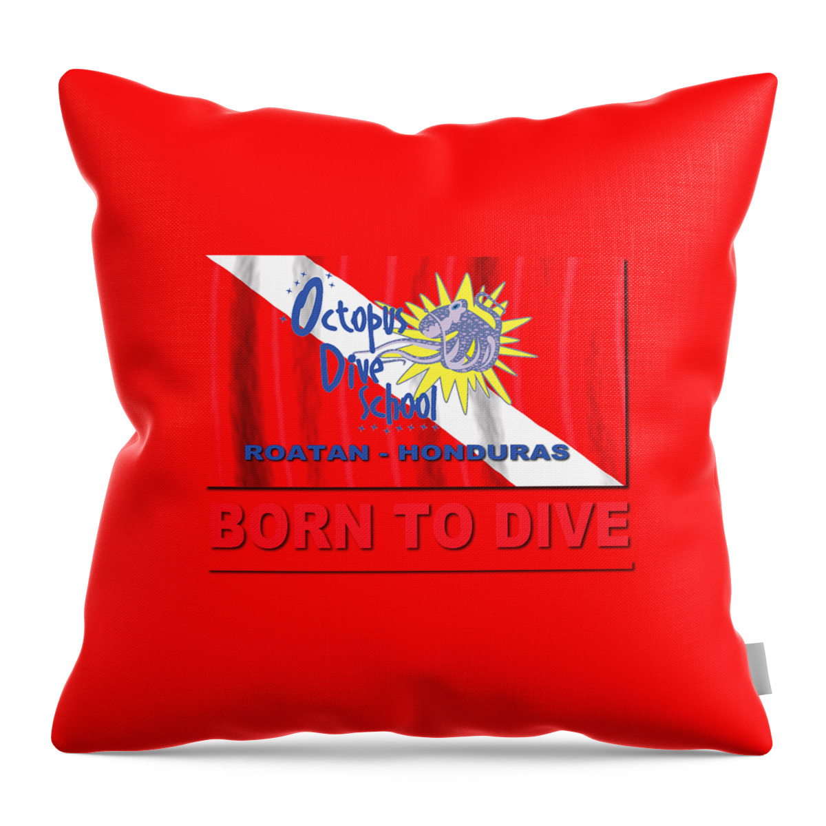 Born To Dive Throw Pillow featuring the drawing Born to Dive by My Octopus Store