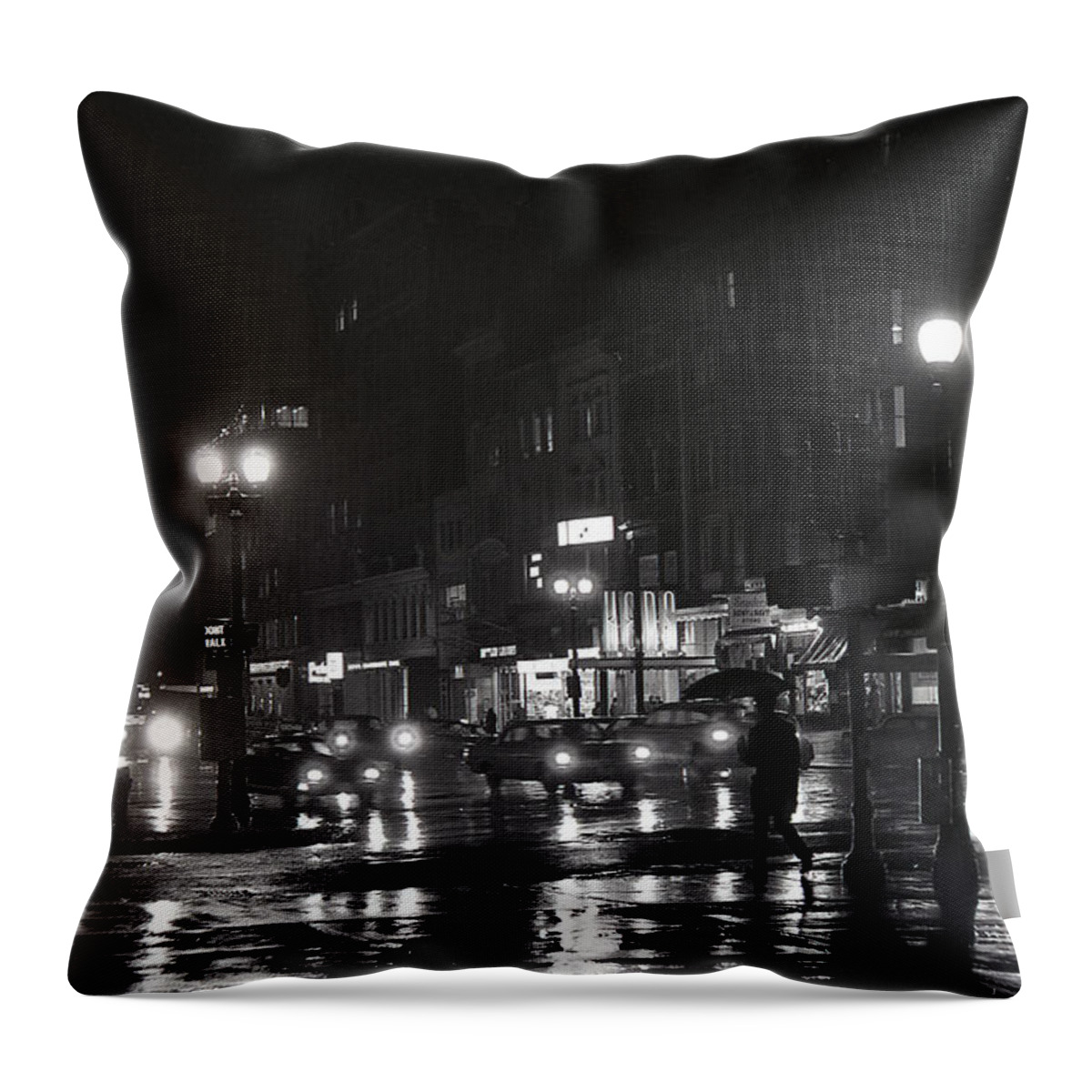Night Throw Pillow featuring the photograph Boston Rainy Night by Russel Considine