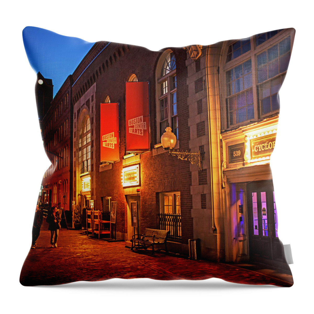Boston Throw Pillow featuring the photograph Boston South End Tremont Street Cyclorama at Dusk Boston MA by Toby McGuire