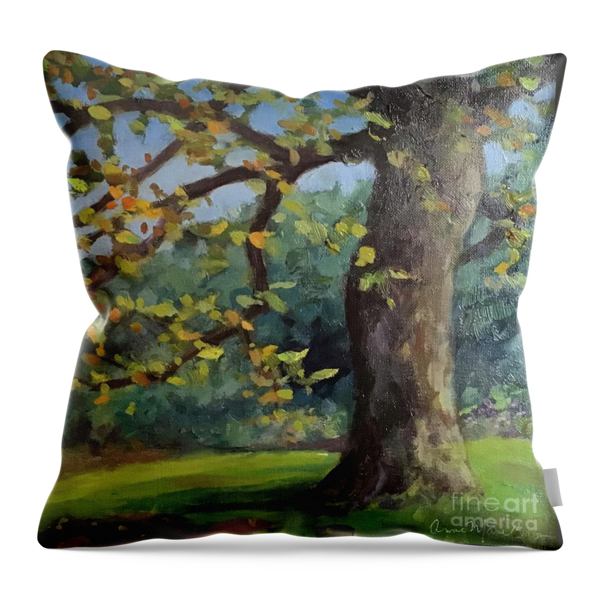 Tree Throw Pillow featuring the painting Botanical Tree by Anne Marie Brown