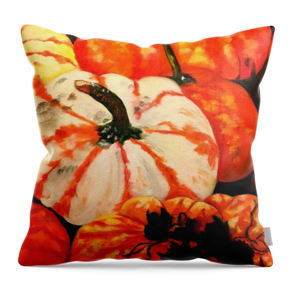 Fall Throw Pillow featuring the painting Bountiful Harvest by Juliette Becker