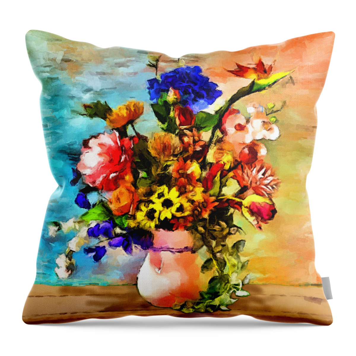 Bouquet 3 Throw Pillow featuring the painting Bouquet 3 by Gary Arnold