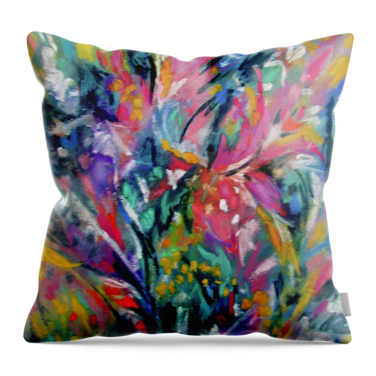 Abstract Flowers Throw Pillow featuring the painting Bouquet 37 by Jean Batzell Fitzgerald