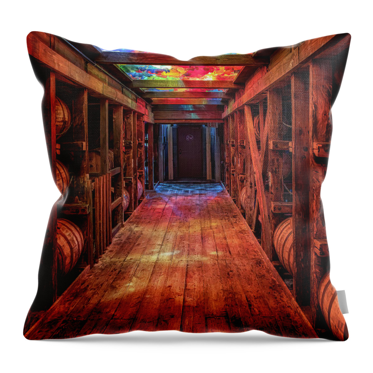Bourbon Throw Pillow featuring the photograph Bourbon Under Glass by Susan Rissi Tregoning