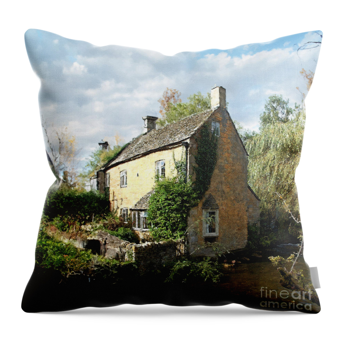 Bourton-on-the-water Throw Pillow featuring the photograph Bourton Home on the Water by Brian Watt