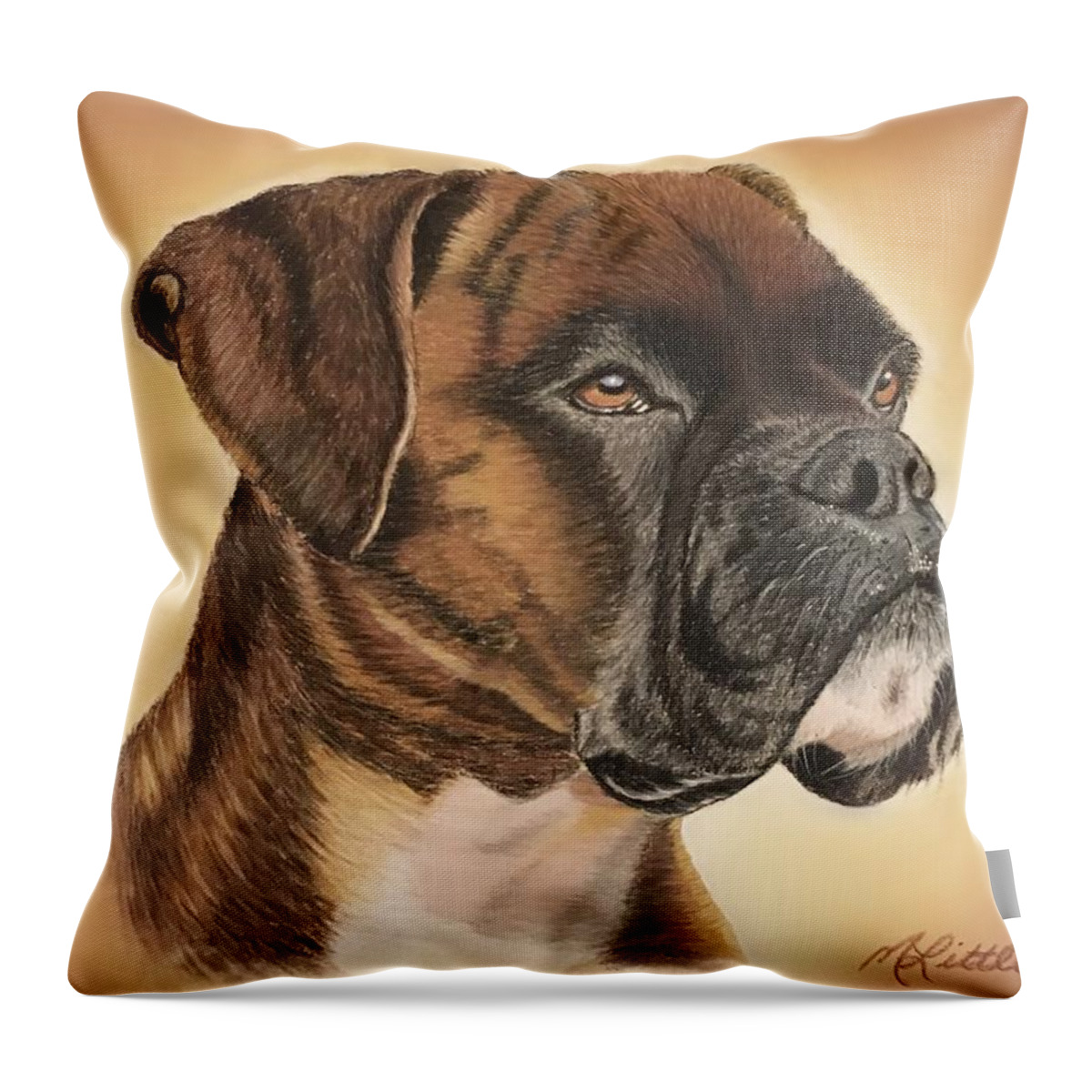 Boxer Throw Pillow featuring the drawing Boxer by Marlene Little