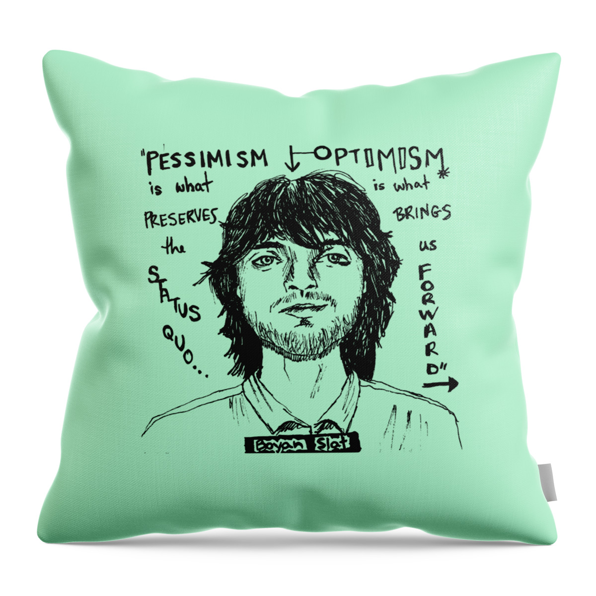  Throw Pillow featuring the drawing Boyan Slat - line by Madeline Dillner