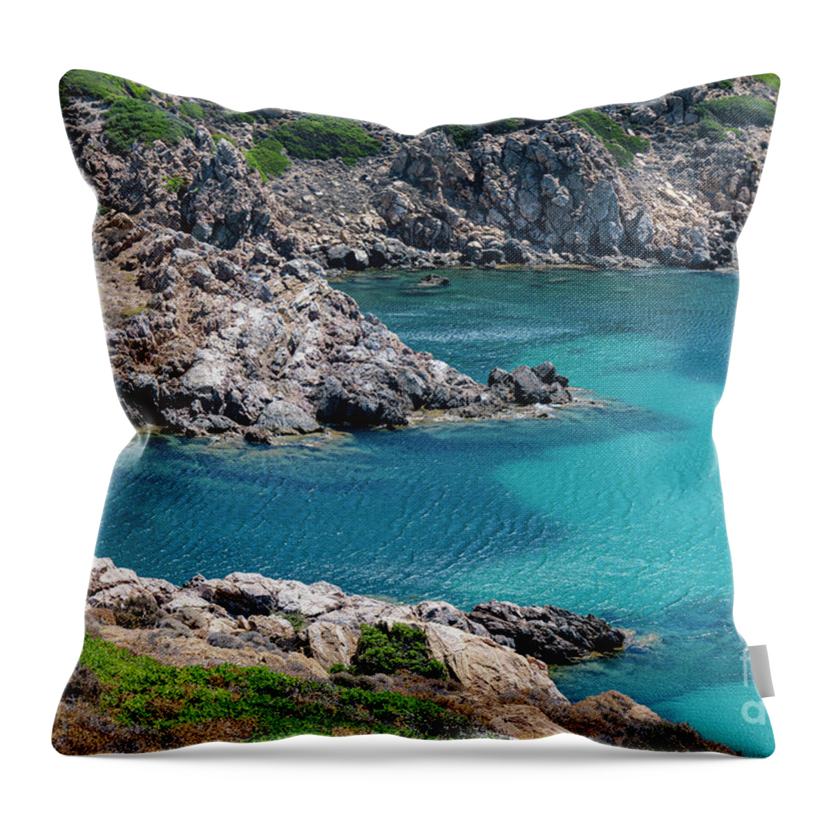Bozcaada Island Throw Pillow featuring the photograph Bozcaada Coast Inlet Three by Bob Phillips