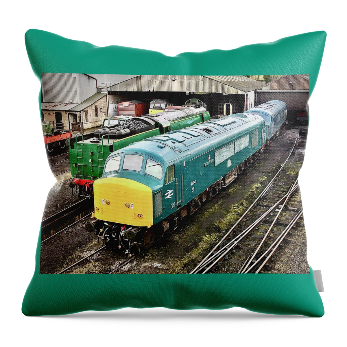British Rail Throw Pillow featuring the photograph British Rail Class 45 Peak Diesel Locomotive 45041 by Gordon James