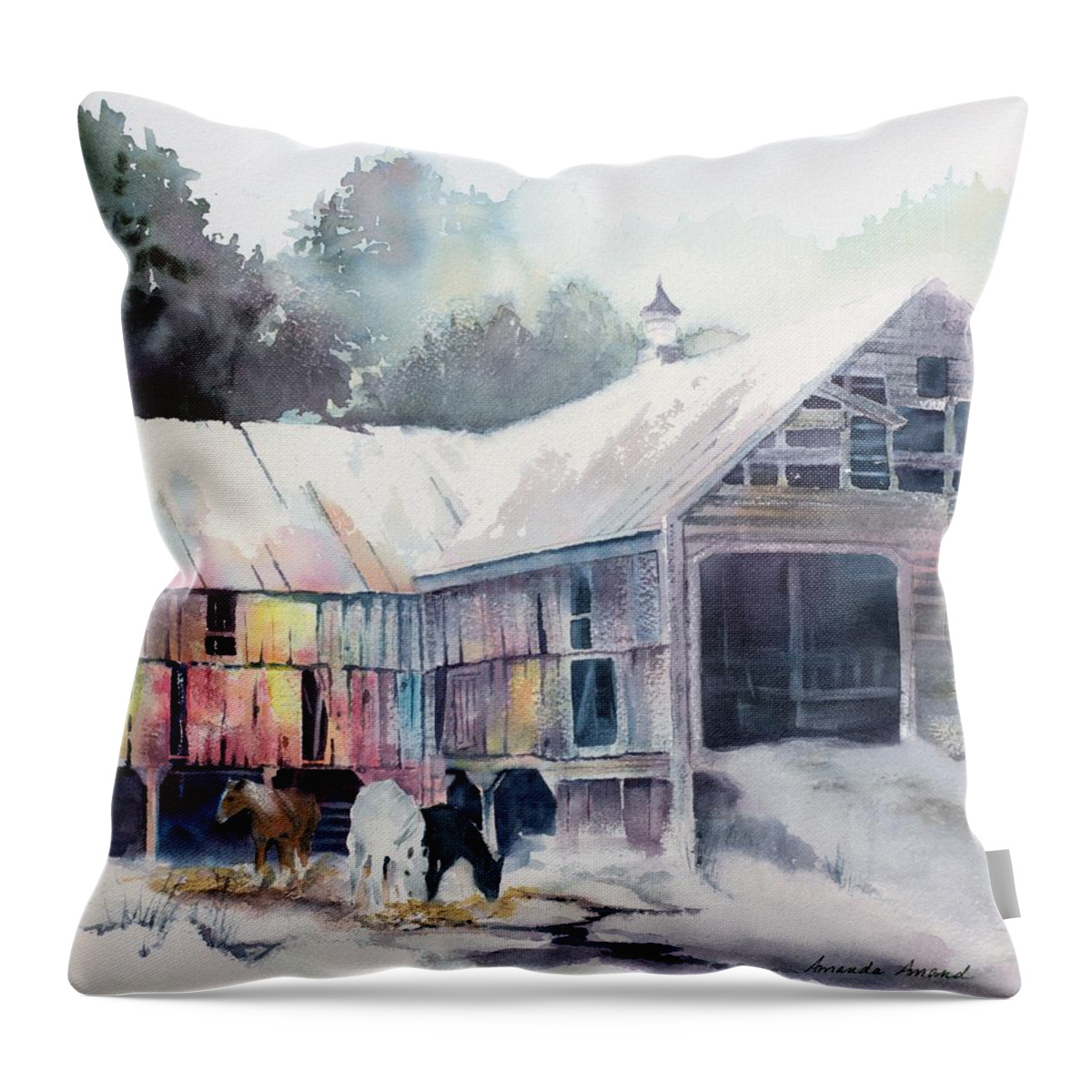 Vermont Throw Pillow featuring the painting Bradford Light by Amanda Amend