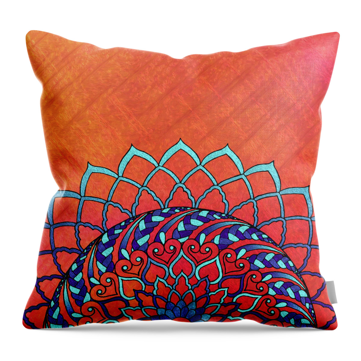 Mandala Throw Pillow featuring the digital art Braided Hearts Mandala by Mary J Winters-Meyer