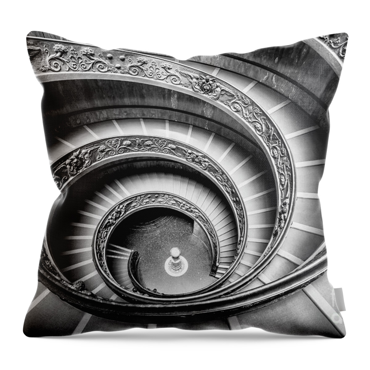 Bramante Staircase Throw Pillow featuring the photograph Bramante Spiral Staircase, Vatican City, Rome by Neale And Judith Clark