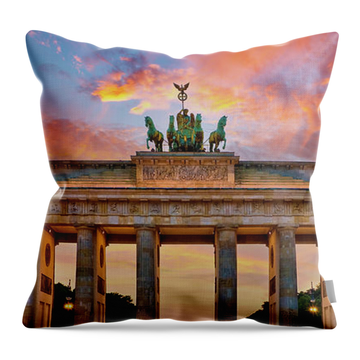 Berlin Throw Pillow featuring the photograph Brandenburg gate in Berlin by Delphimages Photo Creations