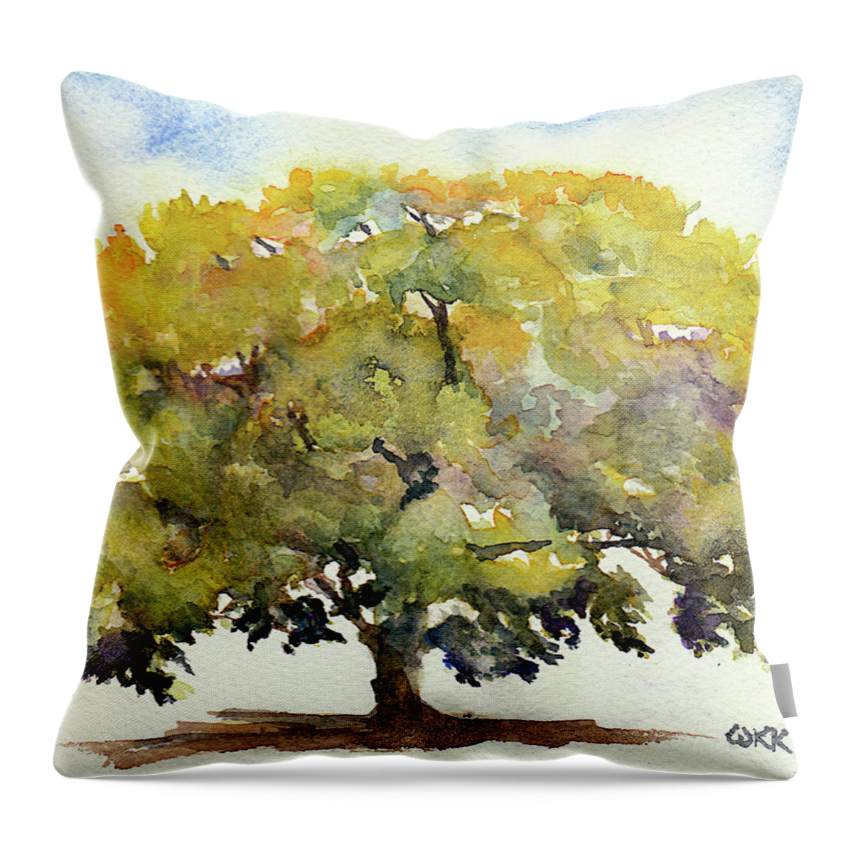 Oak Throw Pillow featuring the painting Brazos Oak No 4 by Wendy Keeney-Kennicutt