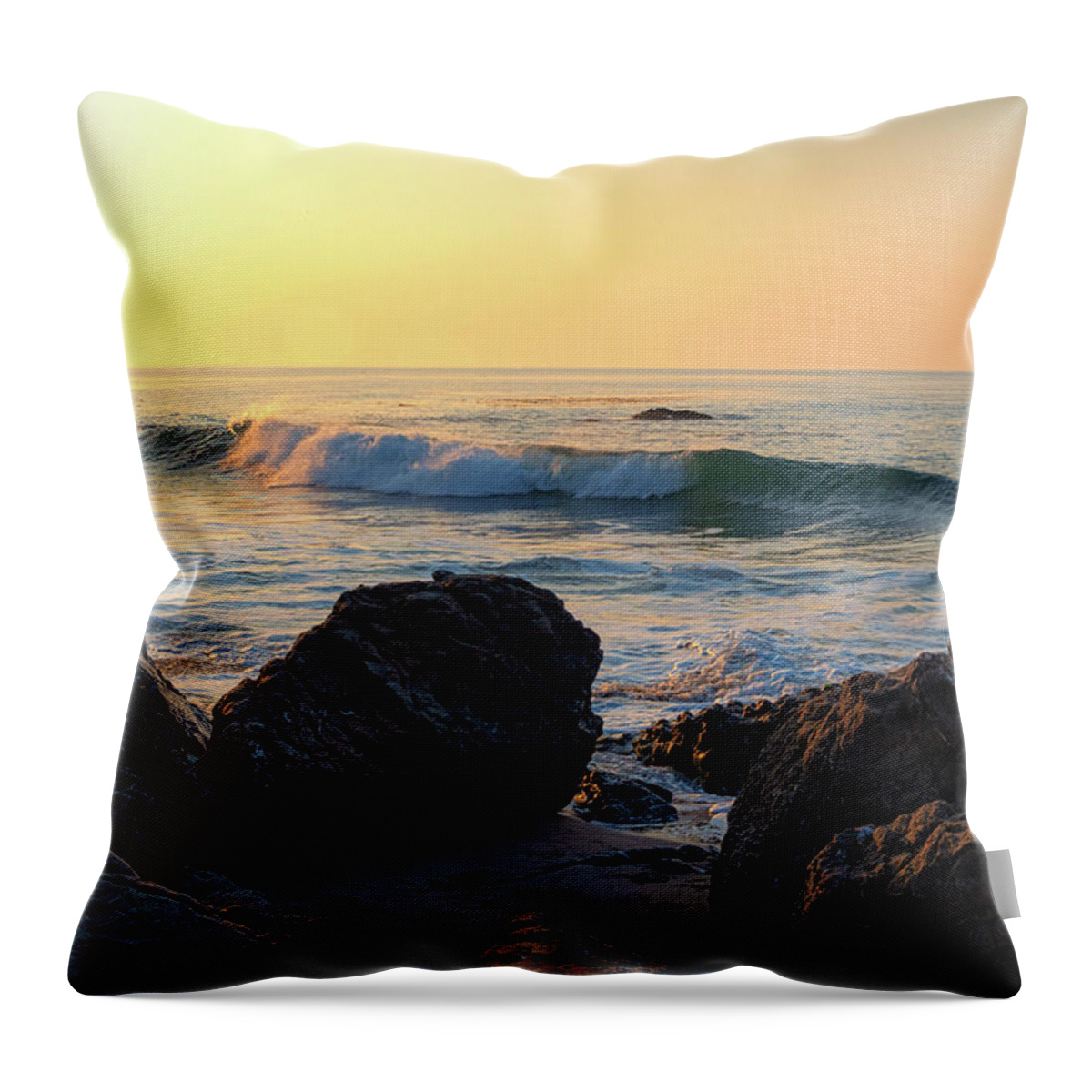 Beach Throw Pillow featuring the photograph Breaking Waves at Sunrise by Matthew DeGrushe