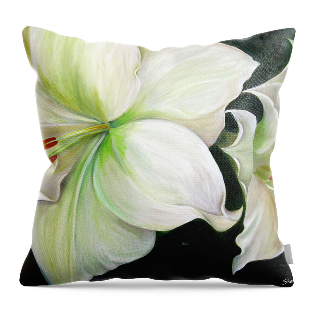 Lilies Throw Pillow featuring the painting Breath of Fresh air by Sheri Chakamian