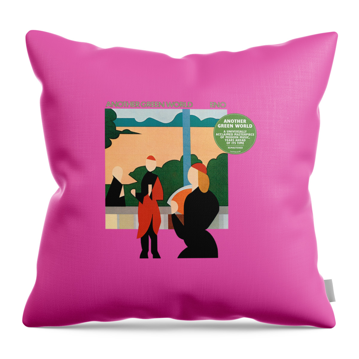 Album Throw Pillow featuring the drawing Brian Eno Music by Okta Vianistya