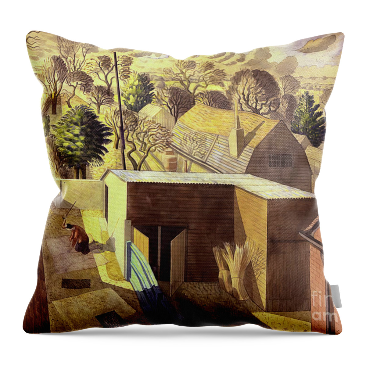 Cc0 Throw Pillow featuring the photograph Brick Farm Great Bardfield Essex by ERIC RAVILIOUS by Jack Torcello