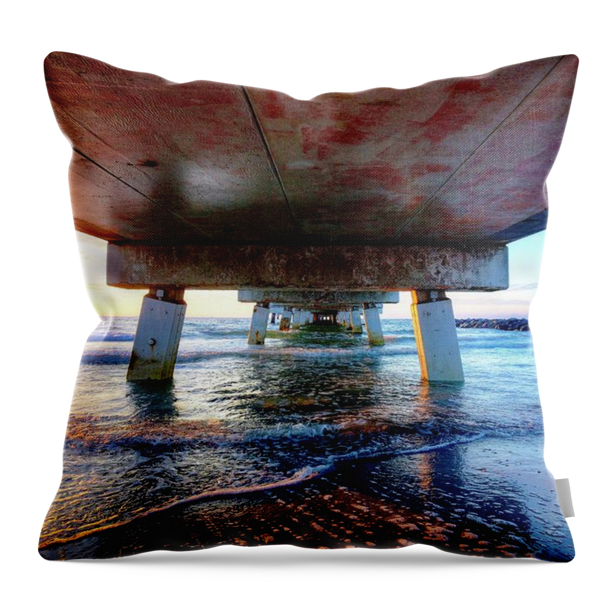 Sunset Throw Pillow featuring the photograph Bridge at Sunset by Judy Rogero