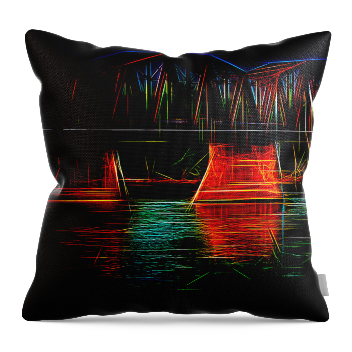 Abstract Throw Pillow featuring the photograph Bridge Over Troubled Waters by Carol Randall